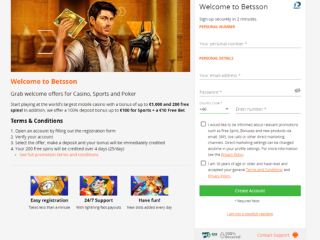 How to register on Betsson?